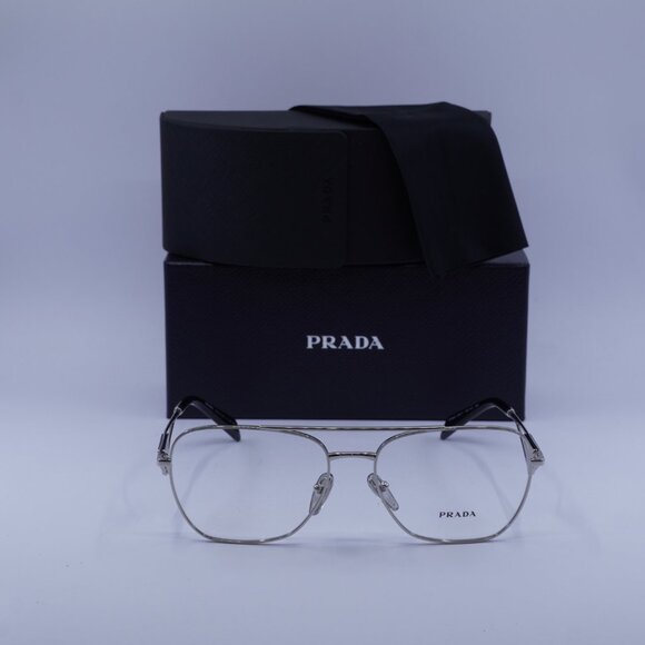Prada PRB50V 1BC1O1 Aviator Eyeglasses - Silver 59mm - Picture 2 of 9